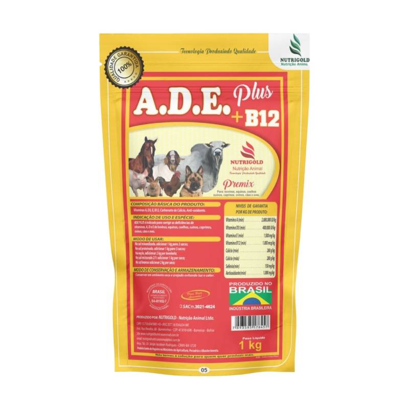 A.D.E Plus + B12 - Vitaminas A, D3, E, B12, Cálcio, Antioxidante.
