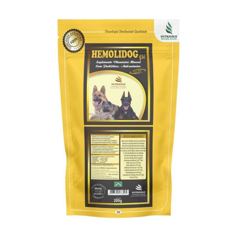 Hemolidog - Suplemento Vitamínico Mineral, Vitaminas A, D3, E, B1, B2, B6, B12.
