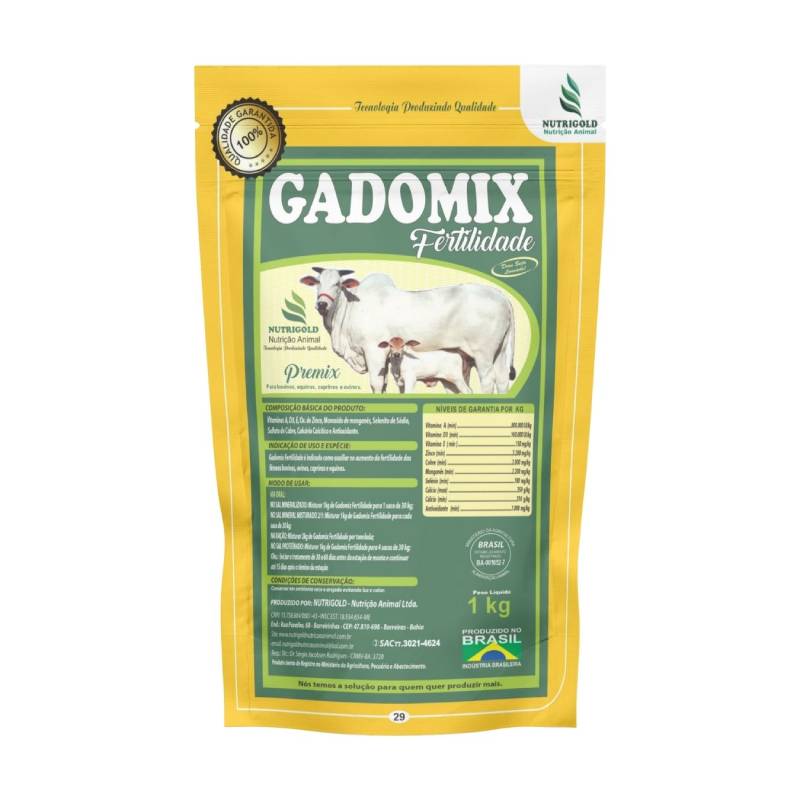 Gadomix Fertilidade - Premix, Vitaminas A, D3, E.