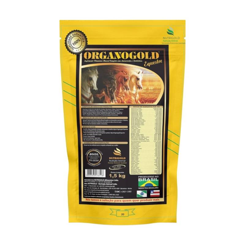 Organogold Equestre - Suplemento Vitamínico Mineral, Vitaminas A, D3, B1, B2, B6, B12.