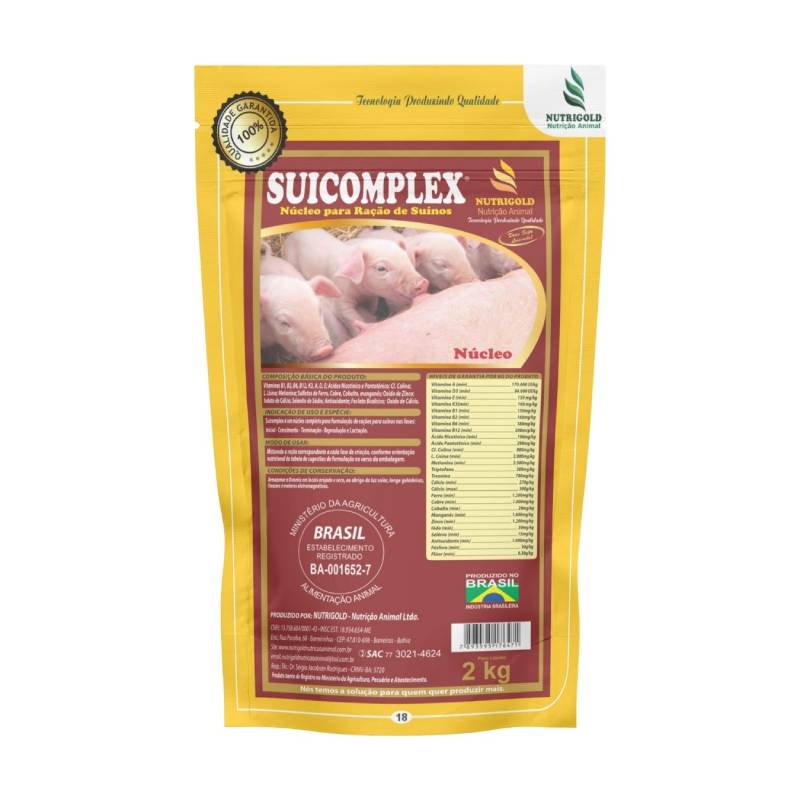 Suicomplex - Núcleo Para Suínos, Vitaminas B1, B2, B6, B12, K3, A,D, E.