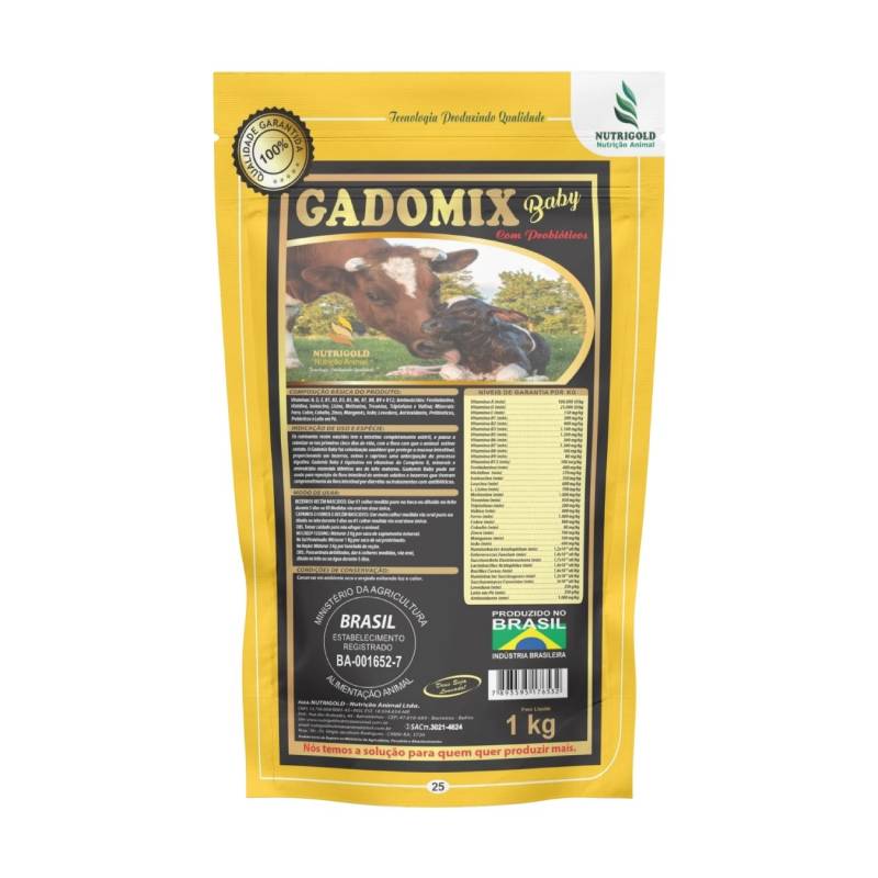 Gadomix Baby - Premix, Vitaminas A, D, E, B1, B2, B3, B5, B6, B7, B8, B9 e B12.