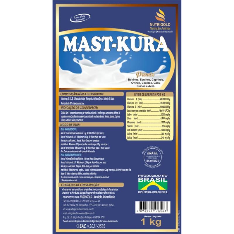 Mast-Kura - Premix, Vitaminas A, D3, E, Óxido de Zinco.